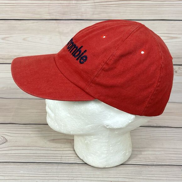 VTG Abercrombie & Fitch Hat Spellout Cap Red Heavy Canvas Leather Strap 80s USA - Picture 4 of 13